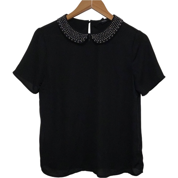 Forever 21 Tops - Forever 21 Black Top with Studded Peter Pan Collar